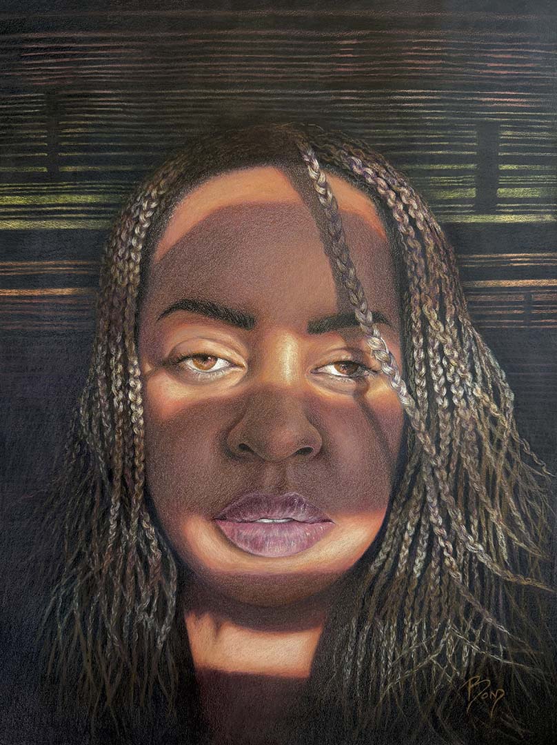 "Between The Lines", colored pencil on paper, 24 x 18 inches