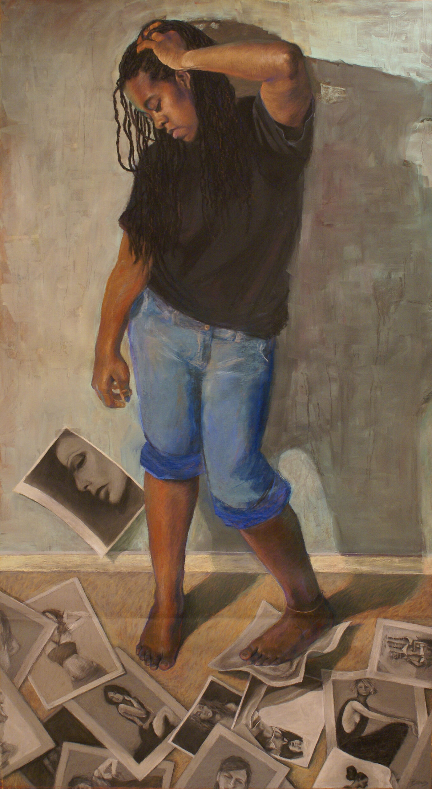 Camouflage, pastel on paper, 60 x 33 inches