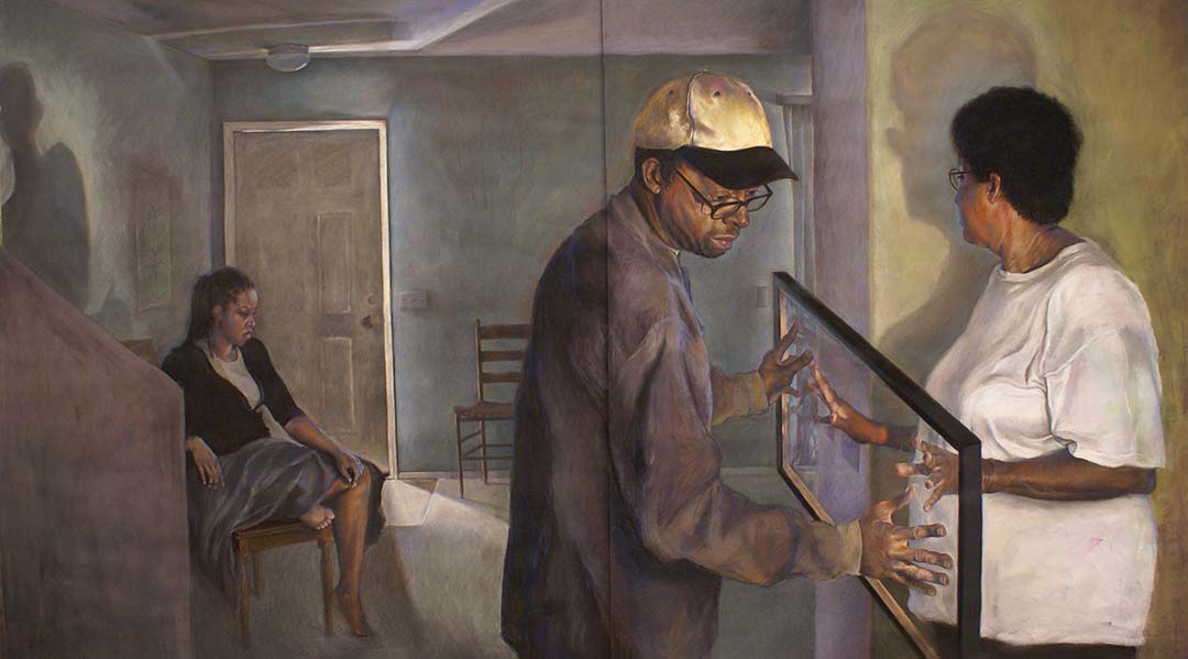 "One Step", pastel and gouache on paper, 50 x 90 inches