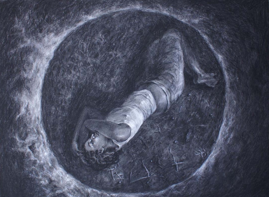 "Primitive", charcoal on paper, 18 x 24 inches