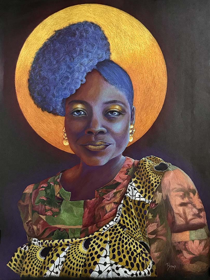 "Queen", colored pencil on paper, 24 x 18 inches