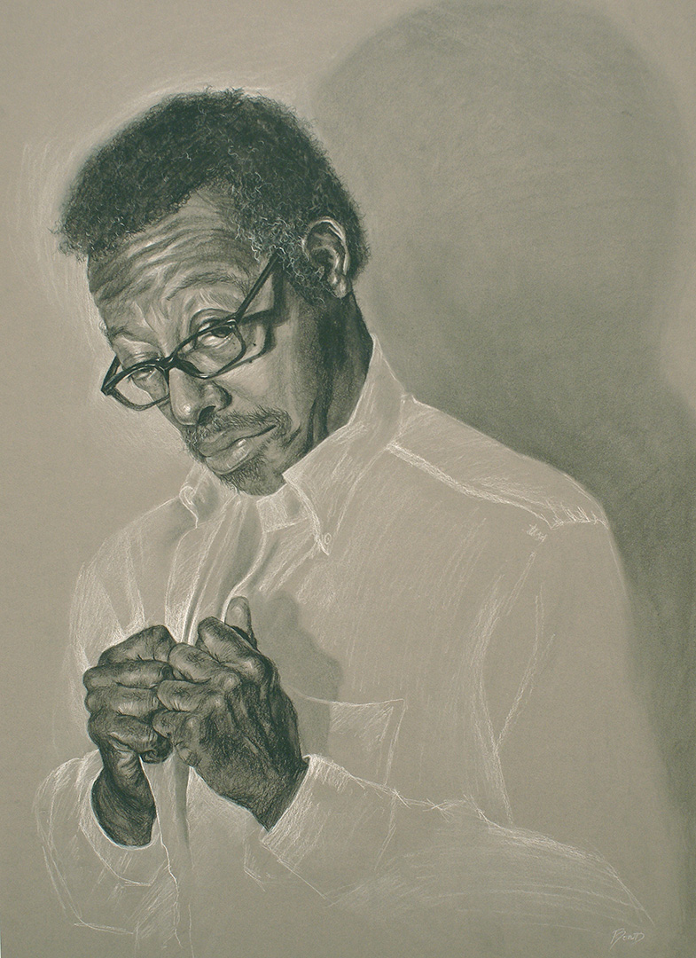 "Simply #1", charcoal on crescent board, 30 x 22 inches