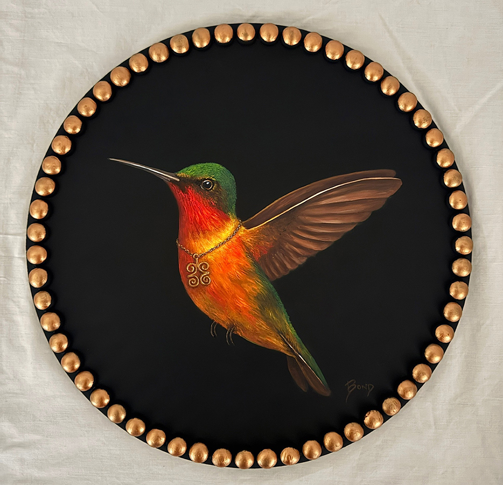 "Strength in Stillness", oil on wood panel, 15.5 x 15.5 in. (circular)