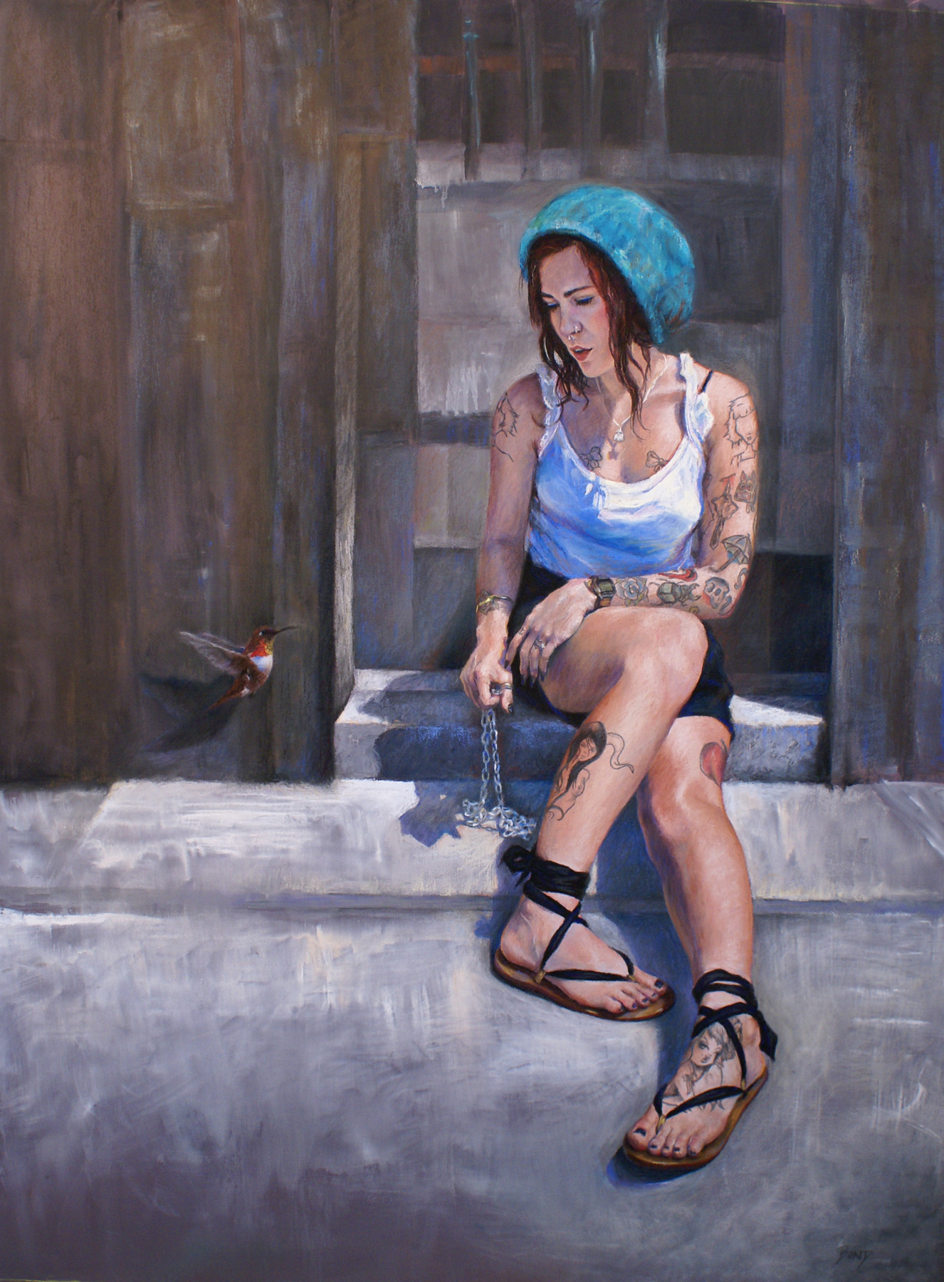 "The Messenger", pastel and gouache on paper, 45 x 34 inches