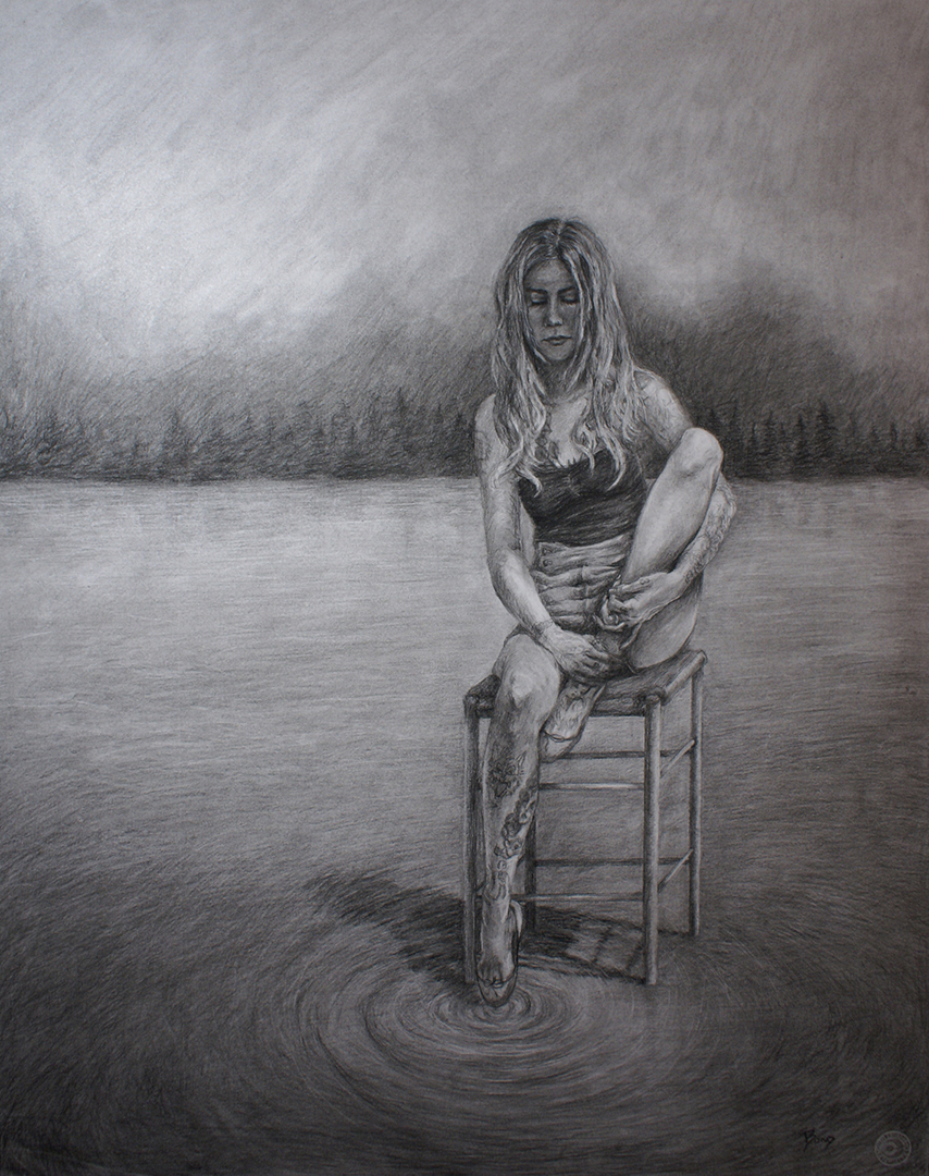 "Turbulence", charcoal on paper, 28 x 22 inches