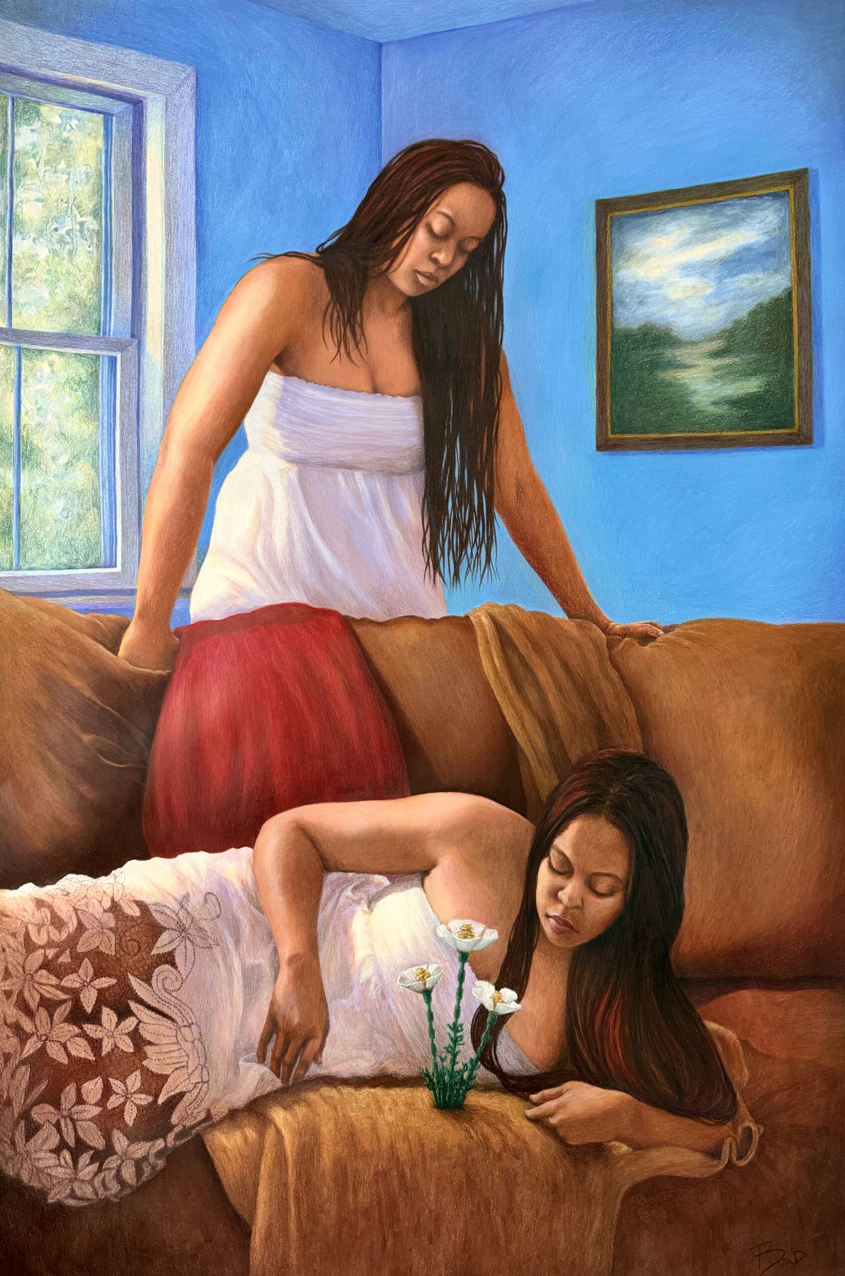 "Assembled Peace", Colored pencil and watercolor on paper, 36 x 24 inches